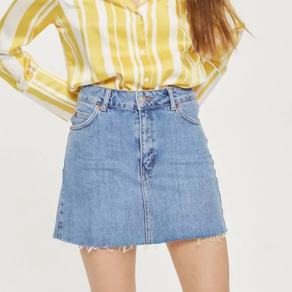 Topshop Moto Denim Skirt Light Wash 6